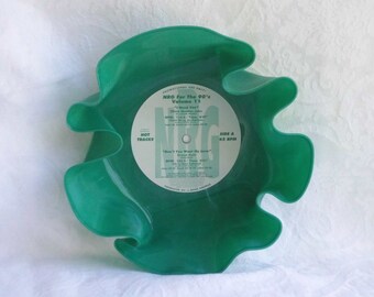 Green/White Marbled Colored Vinyl Record Bowl