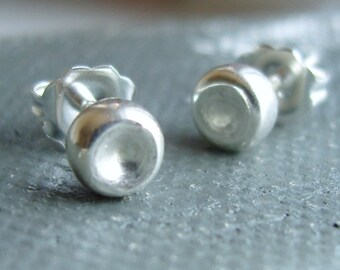 Stud earrings - Pebble Post Earrings ( 5mm ) - handmade sterling silver stud earrings, simple dimple studs, silver earrings