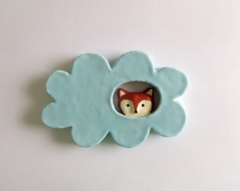 Fox in a Cloud, Ceramic Wall Hanging