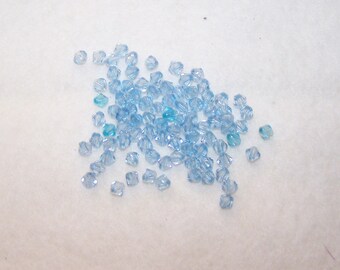 set of 10 sky blue faceted 4mm bicone beads