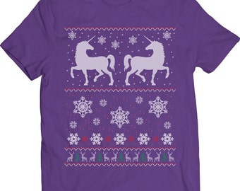 Funny Unicorns Ugly Christmas Sweater Family Christmas Tshirt Gift T-shirt Tee Shirt Christmas Mens Holiday Shirt Santa Claus Unicorn Party
