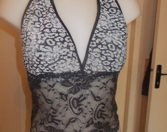 Lace and Black jersey, backless summer top size 38/40/42