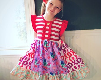 Valentine Troll dress Momi boutique custom dress