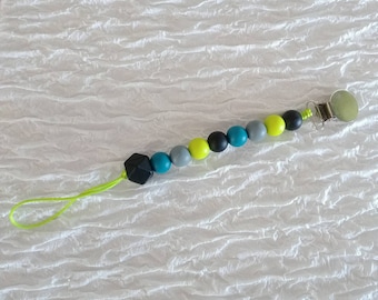 Lime and Teal Pacifier Clip