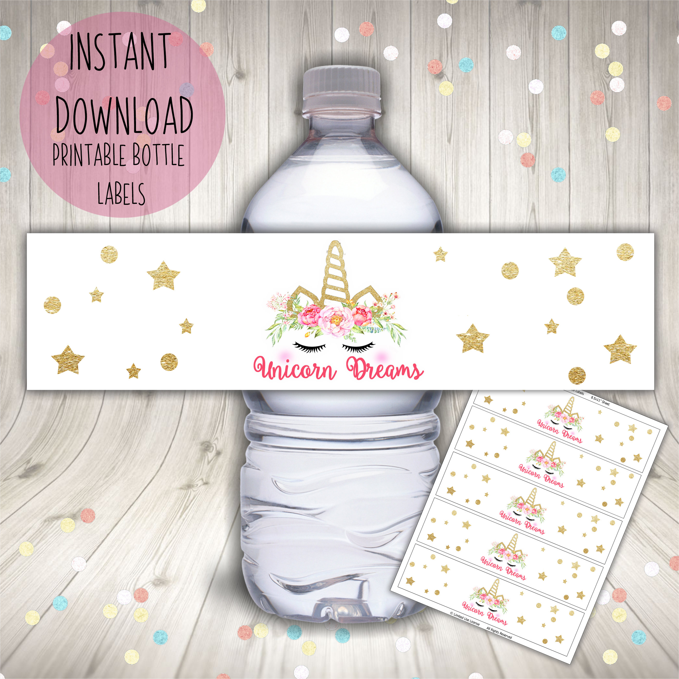 unicorn water bottle labelsunicorn party props unicorn