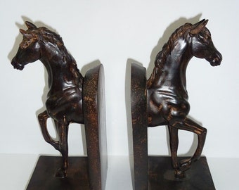 Pair of Horse BOOKENDS STALLION Equestrian Dressage 11" Tall