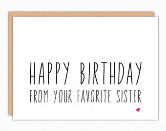 Brother Birthday Card. Sister Birthday Card. Funny Birthday Card For Brother. For Sister. From Sister. From Your Favorite Sister 068