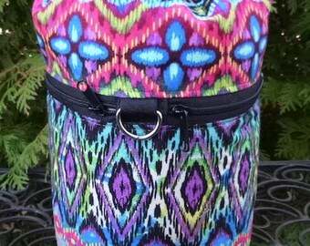 Knitting bag, drawstring project bag, small knitting project bag, Gypsy Stripe, Kipster