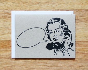 Retro Lady Word Bubble Greeting Card