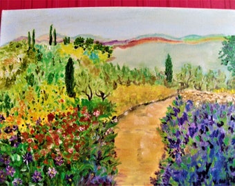 Impressionistic paint,landscape of French Riviera,Father's day,Art painting,nature,paint in the knife,Art and collections,Présents for Him