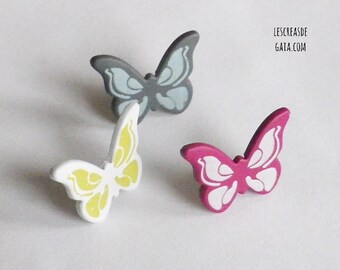 1 x set of 3 fasteners multicolor Paris Butterfly