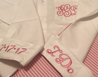 Bridesmaid oxford shirts, monogrammed oxford shirts, getting ready shirts, bridal party gifts , wedding day shirts ,