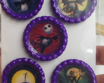 Nightmare before Christmas bottle cap magnets