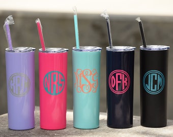Skinny Steel Monogram Cup - Personalized Tumbler - Stainless Steel Skinny Tumbler Gift - Gift for Friend - Bridesmaid Gift - Monogram Bottle