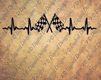 Racing EKG SVG png, dxf, eps, fcm ai Cut file for Silhouette and Cricut svg Car Racing Nascar Indy Heartbeat