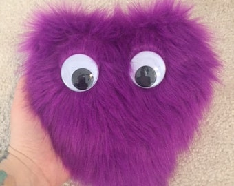 Fuzzy Purple Googly Eyed Coin Purse