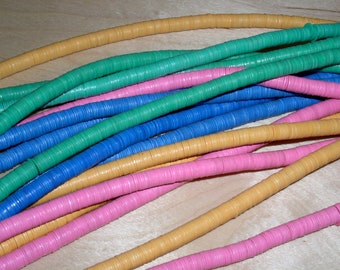 6mm BLUE FULL STRAND Vulcanic Phono Record Disc Heishi Beads African Trade