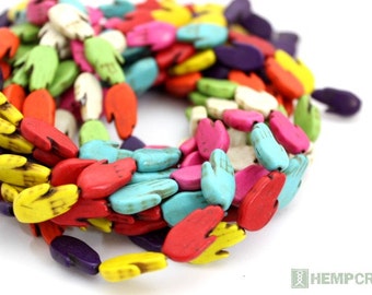 23pc Hamsa Hand Beads, 10x18mm Colorful Stone Howlite Hamsa Beads, Stone Beads