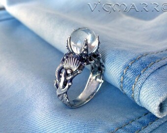 Seahorse Ring.Coral Ring.mermaid Ring.Mermaid silver Ring.Marine Wildlife.Beach Jewelry.Sea Jewelry.Unique Ring.For her.Sea Mammal Ring.