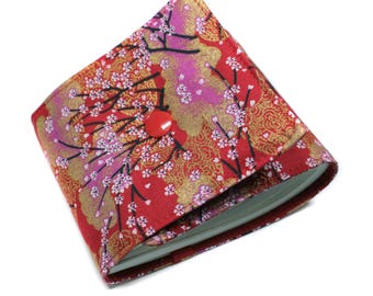 Long fabric checkbook Japanese cherry blossoms - women gift