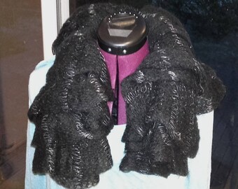 Black wool ruffle scarf