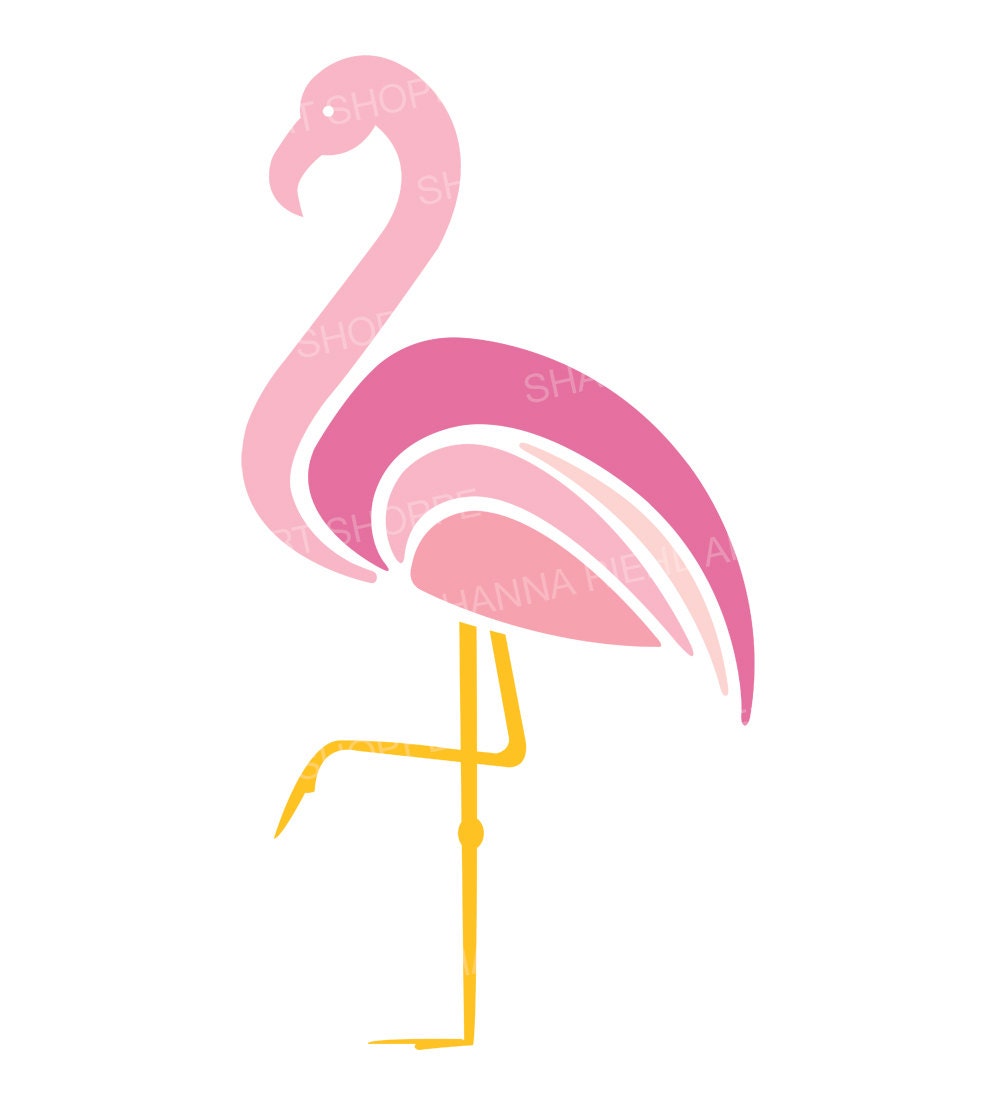 Download Pink Flamingo Clipart Tropical Birds Instant Download Art