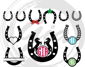 Horseshoe Monogram SVG, chevron horseshoe, horseshoe clipart svg, ready to cut files fro Cricut, Silhouette etc, also in png, eps & DXF