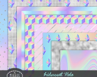 Holograph Digital Paper, Iridescent Digital Paper, Holographic Pattern Texture, Iridescent Foil, Holographic Background Scrapbook Invitation