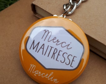 37mm key ring personalized thank you teacher yellow mustard