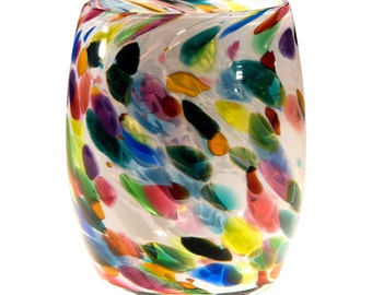 Votive Candle Holder - Hand Blown Art Glass in White Magic Mix - "Space Needle Votive" - Made in Seattle - Artist Dehanna Jones