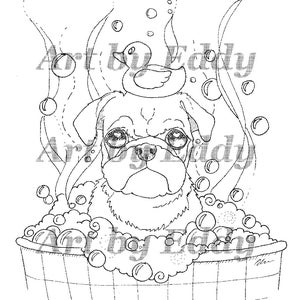 Pug coloring page | Etsy