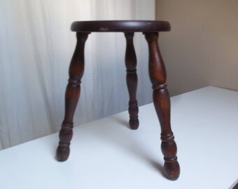 Traditional quality French Vintage Wooden Milking Stool, Kitchen Seat, foot stool, rustic country farmhouse decor, traditional stool