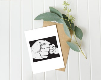 New baby card, new dad card, birthday card, first fathers day, from the kids, fist bump, for him, new daddy, first birthday