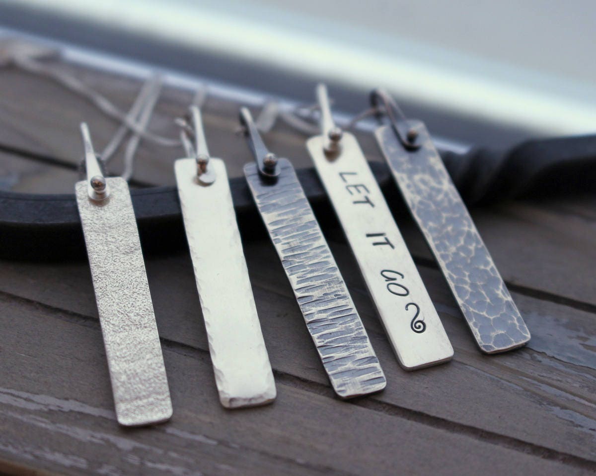 Sterling Silver Charm Bar Necklace Personalized Bar Necklace