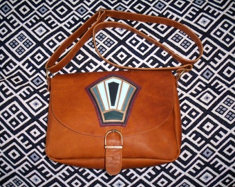 Brown leather with flap bag