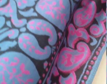 Vintage retro paisley scarf shawl pink blue