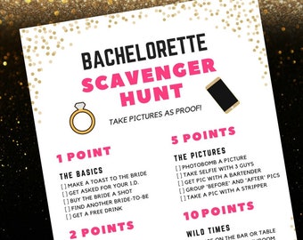 Bachelorette Scavenger Hunt Game | Bachelorette Party Game Printable