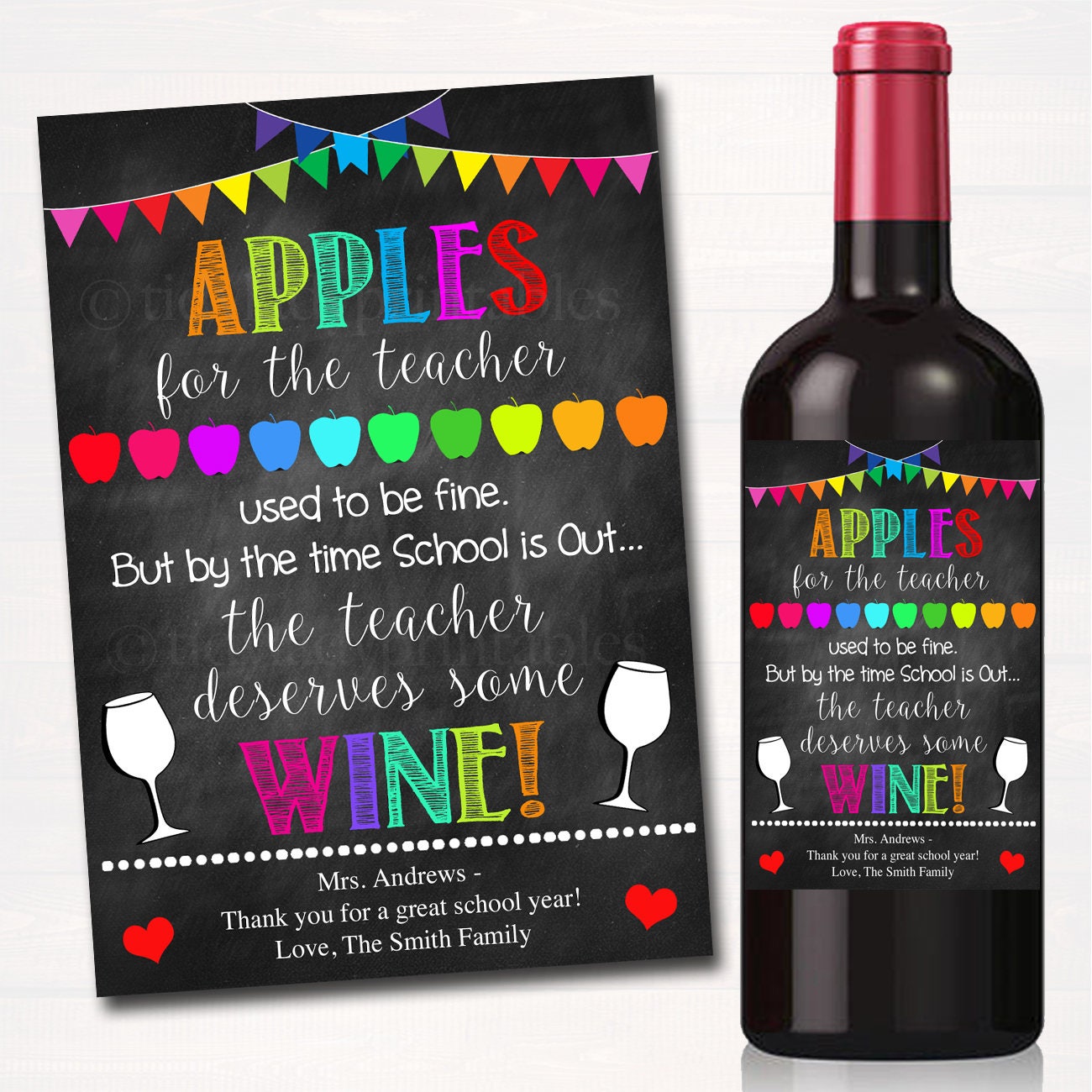 EDITABLE Teacher Gift End Of School Year Wine Label INSTANT editable-teacher-gift-end-of-school-year-wine-label-instant