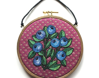 Blueberry embroidery hoop