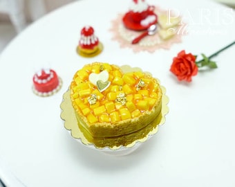 MTO-Mango - Heart Shaped Tart - Valentines - 12th scale miniature food