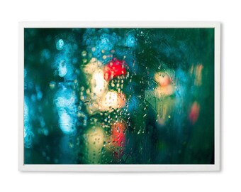 Abstract Photography, Abstract Photo Print, Abstract Rain Art, Abstract Photography Prints, Aqua, Print, Wall Art, Rainy day art print