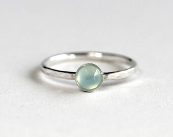 Aqua Chalcedony Stacking Ring - Chalcedony Ring -Rings For Women - Stacking Ring - Silver Ring - Stack Ring - Gift For Women - Gift For Her
