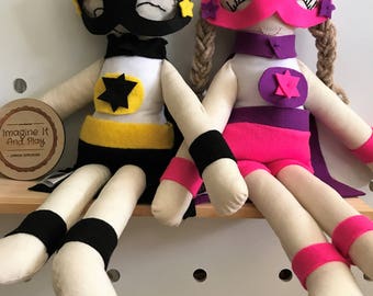 Superhero Doll, fabric doll, soft doll, rag doll, cloth doll, handmade doll, kids decor, superhero, gift for kids, boy doll,