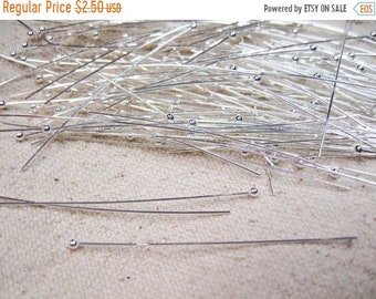 ON SALE 2 inch Head Pins Silver Plated Ball End Headpins 2 inches 22 gauge 50 pcs Made in the USA F555