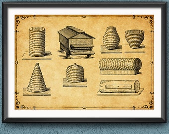 Beekeeper Gift Wall Art - Beekeeper Wall Decor - Beekeeping Poster - Honeycomb - Bee hive - Honey Bee Poster - 1384