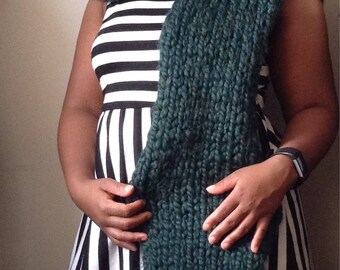 Green scarf Extra Long Chunky Knit Textured Statement scarf Handmade woman's Scarf Handmade gifts