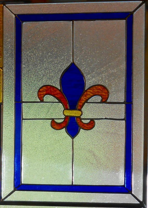 Simple Fleur Di Lis Stained Glass Window Panel