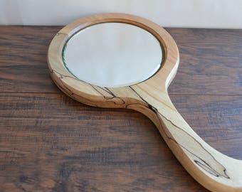unfinished wooden hand mirror