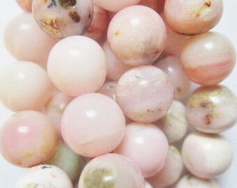 Genuine Peruvian Pink Opal Beads - Round 8 mm Gemstone Beads - Full Strand 16", 48 beads, A Quality