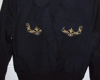 Jacket Medium, Vintage Battle Jacket Style, Epolets, Gold Braid, Knitted Cuffs and Bottom Size Medium see details